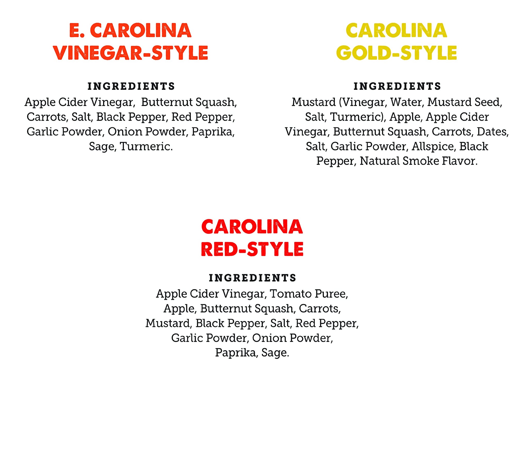 True Made Foods Pitmaster Carolina BBQ Sauce Variety Pack - Carolina Red, Carolina Gold, East Carolina Mop Sauce - Traditional, All-Natural BBQ Sauces