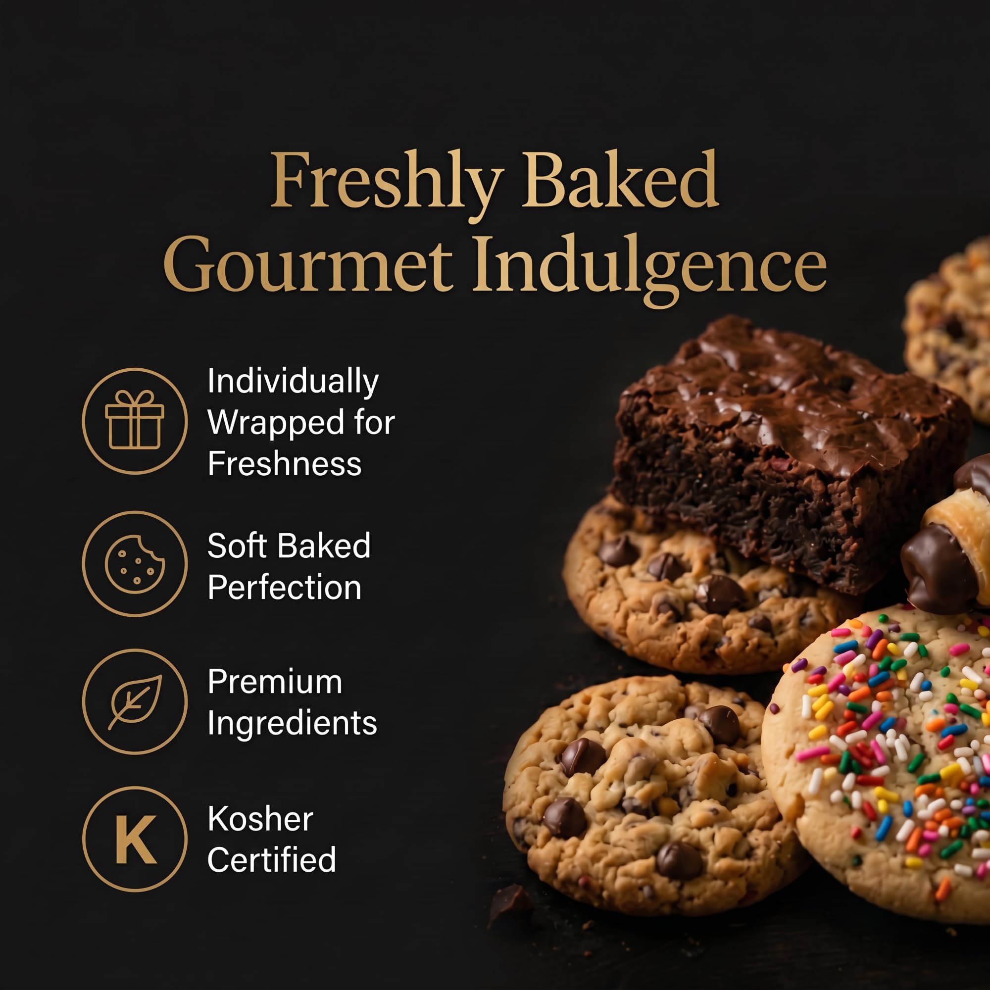 Happy Birthday Gourmet Gift Basket - Fresh Baked Cookie & Brownie Assortment in Elegant Reusable Tin Box - Birthday Food Gifts for Mom, Dad, Friends