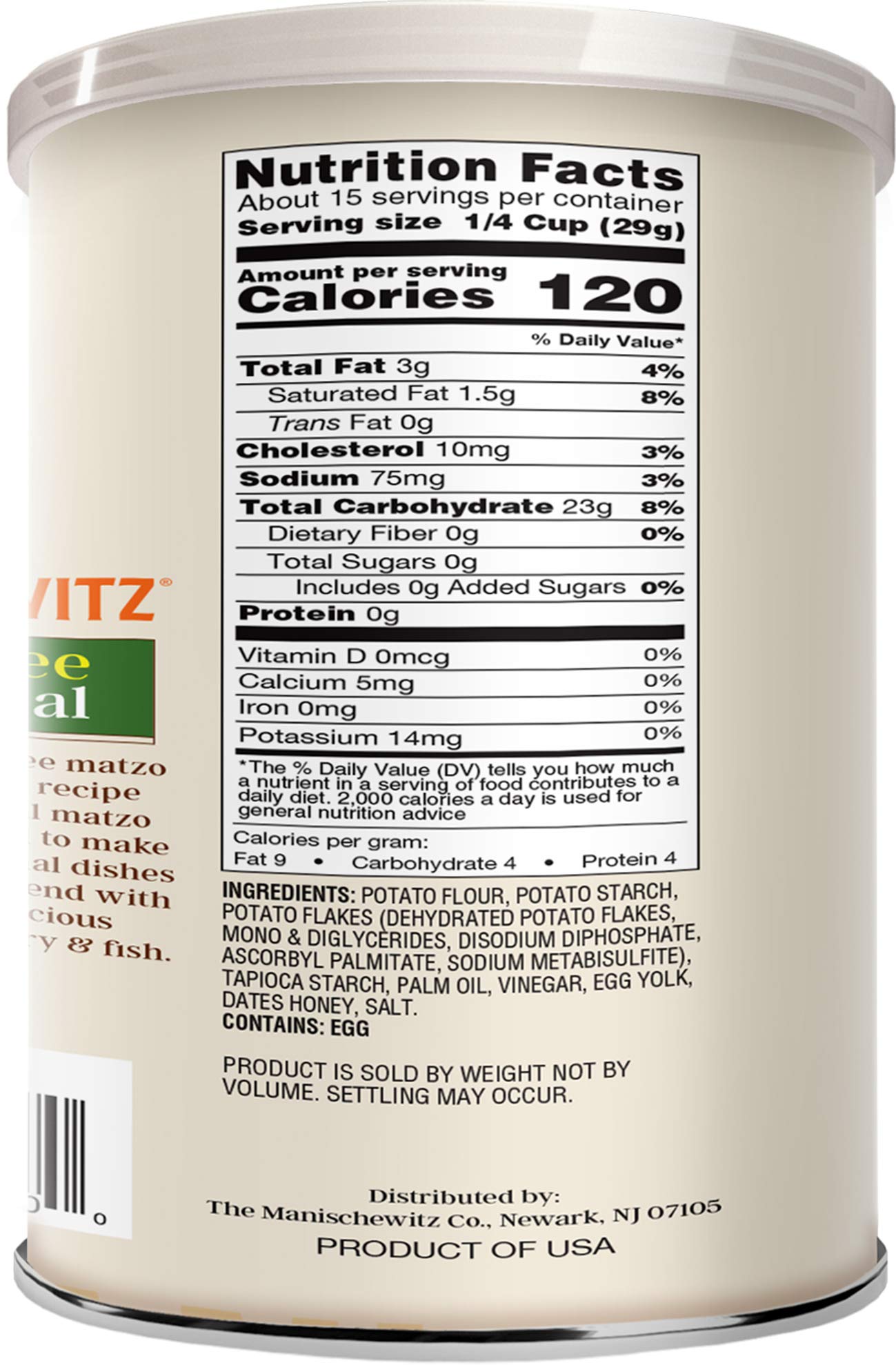 Manischewitz Matzo Meal - Kosher For Passover - Gluten Free Matzah Meal, 15 Oz, (Pack of 2, Total of 30 Oz)