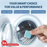 Washing Machine Cleaner Tablets 24 Pack - Deep Cleaning & Descaler for HE Front Load & Top Load Washers, Removes Odor, Residue & Pet Hair, Septic