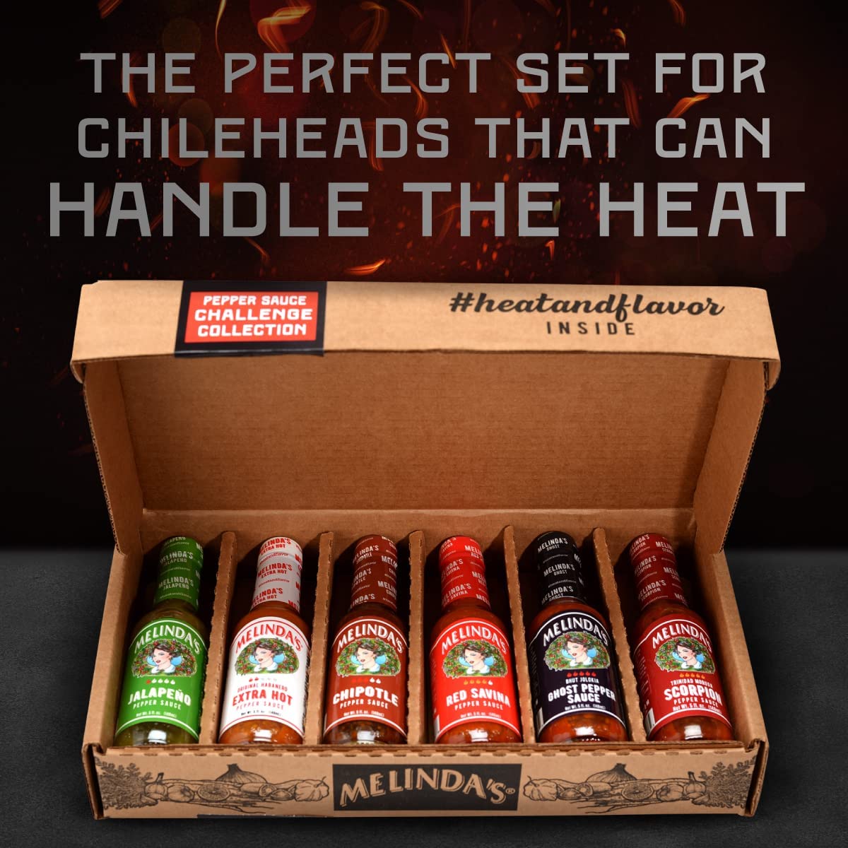 Melinda’s Pepper Sauce Challenge Collection - Extra Spicy Gourmet Hot Sauce Gift Set - Includes Jalapeño, Extra Hot Habanero, Chipotle, Red Savina
