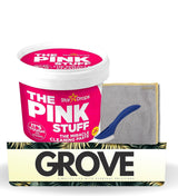The Pink Stuff Fruity Scent Multi-Purpose Cleaner Paste 17.6 oz Bundle with Microfiber Cloth + Scrub Brush - Tough on Stains - Gentle on Surfaces