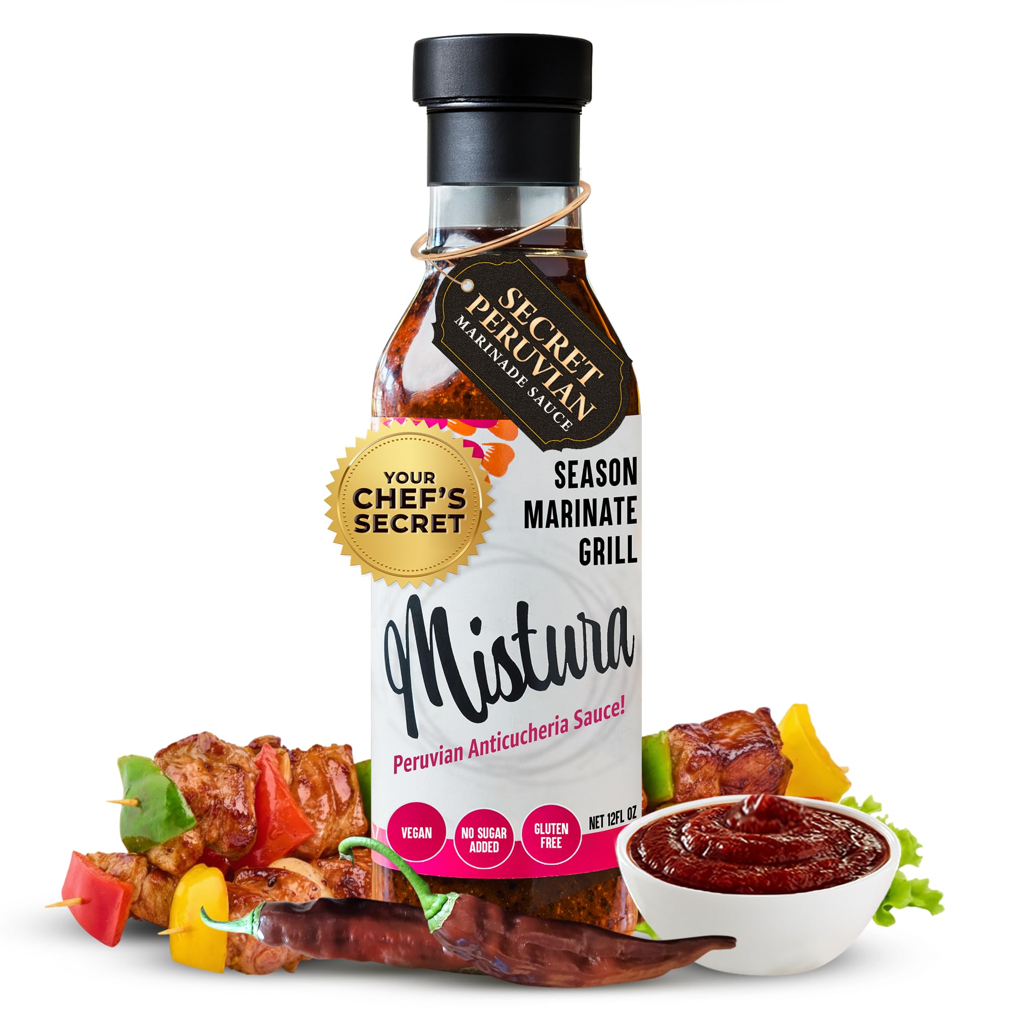 Mistura Peruvian Anticucheria Secret Sauce - Aji Marinade for Grilling, Chicken, Stir Fry, Carne Asada, Roast Beef, Pollo, Fish, Vegetables, Beans