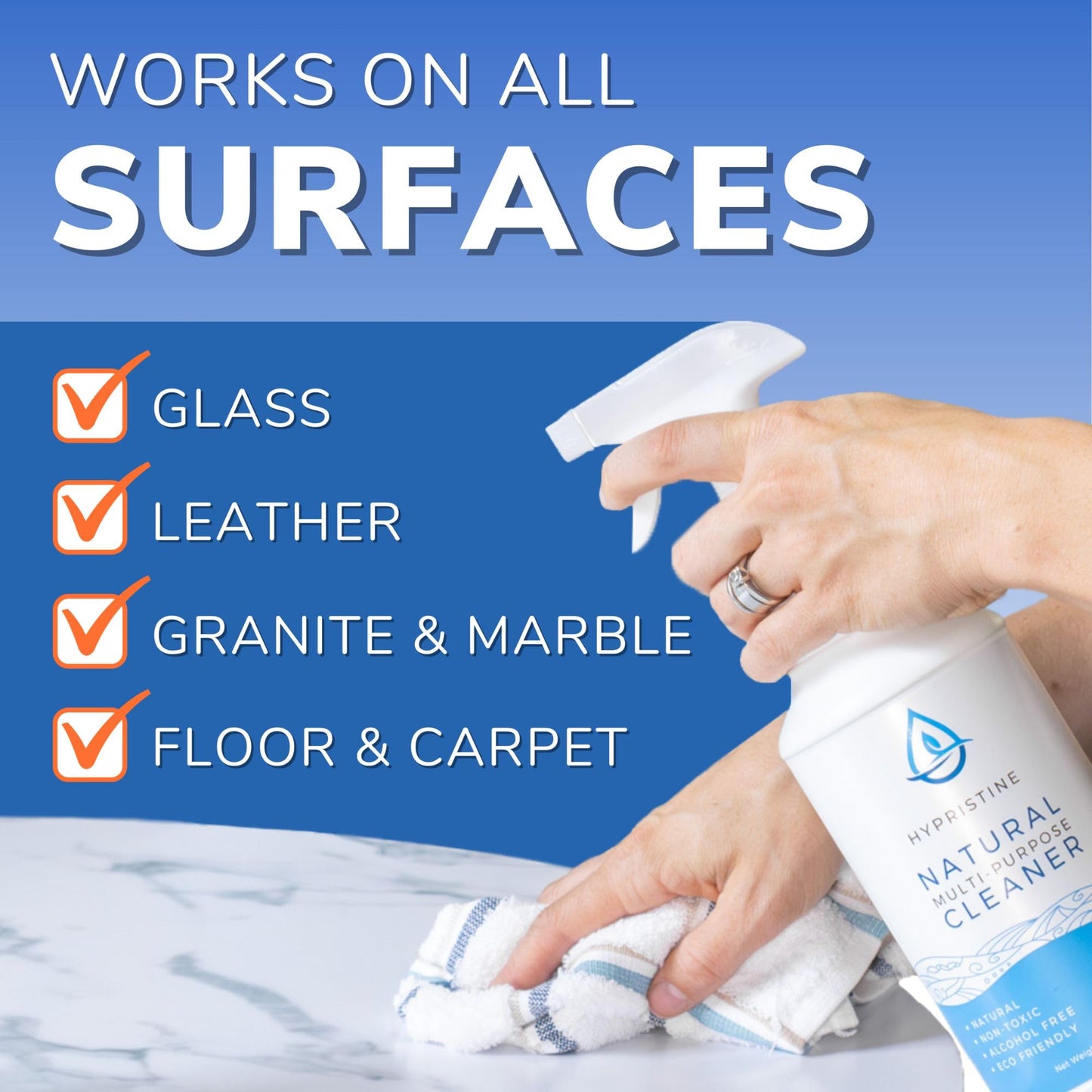 Hypristine Natural Multipurpose Surface Cleaner, 32oz Spray & 2 Pack of 1 Gallon Bottles