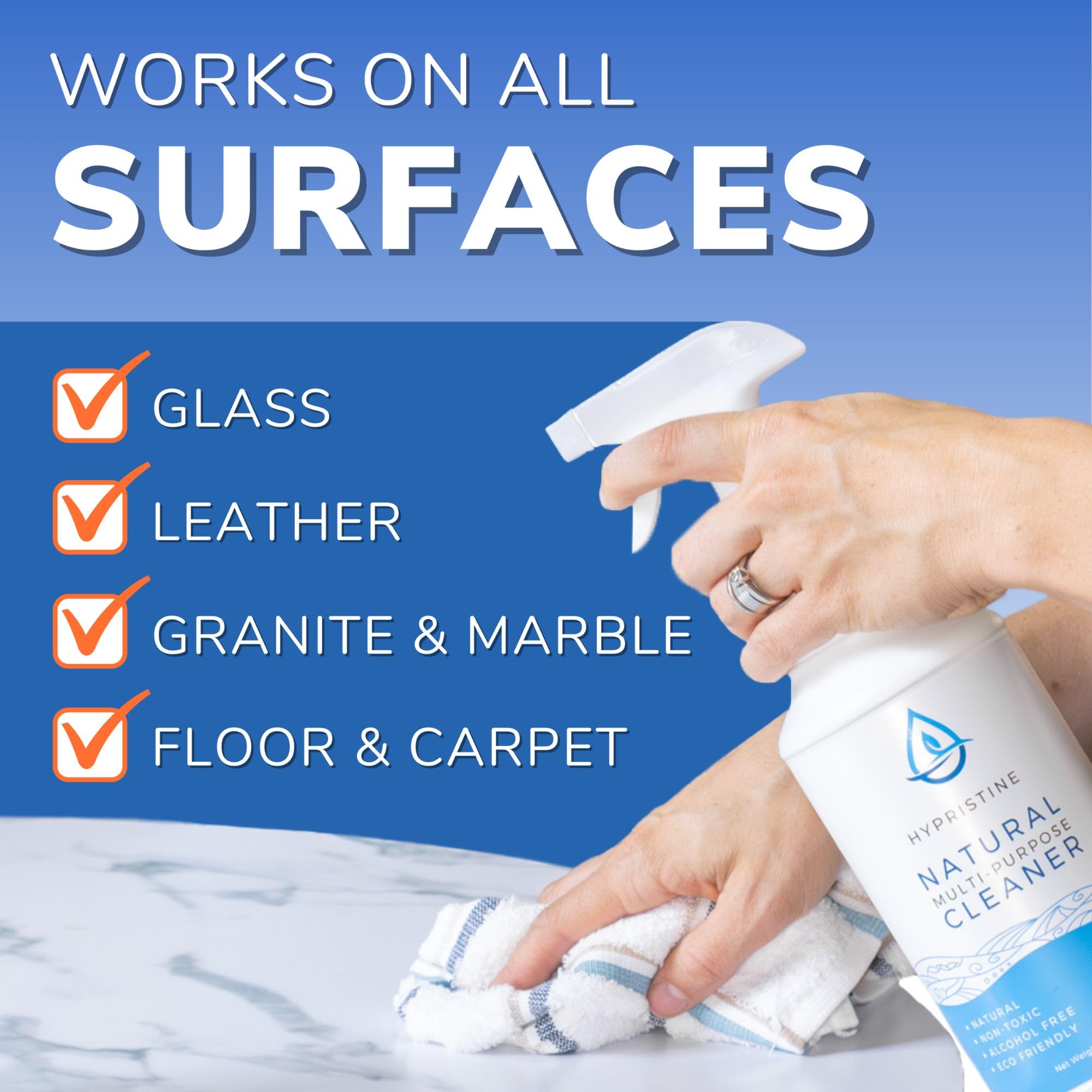 Hypristine Natural Multipurpose Surface Cleaner, 32oz Spray & 2 Pack of 1 Gallon Bottles