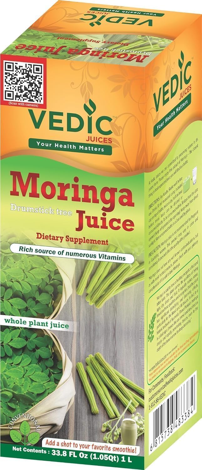 Vedic Moringa Juice - 100% Pure Natural Moringa Drink (500ml) - Packed with Vitamins, Iron, Calcium, Potassium, Supports Digestion, Improve Immunity