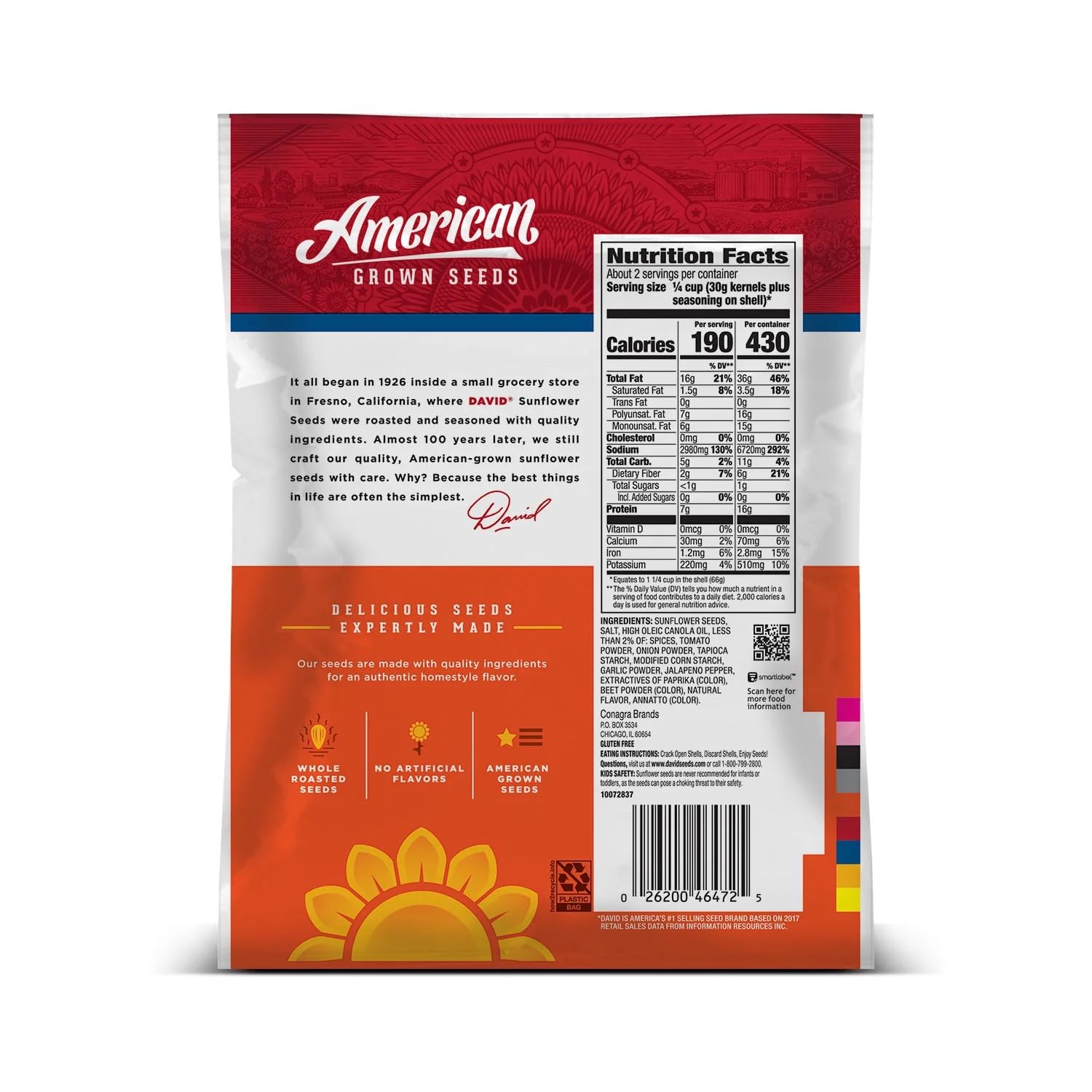 David Seeds Sunflower Seeds, Jalapeno, 5.25 oz - Pack of 6