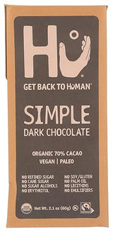 Hu Kitchen Organic Simple Dark Chocolate Bar, 2.1 OZ