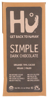 Hu Kitchen Organic Simple Dark Chocolate Bar, 2.1 OZ