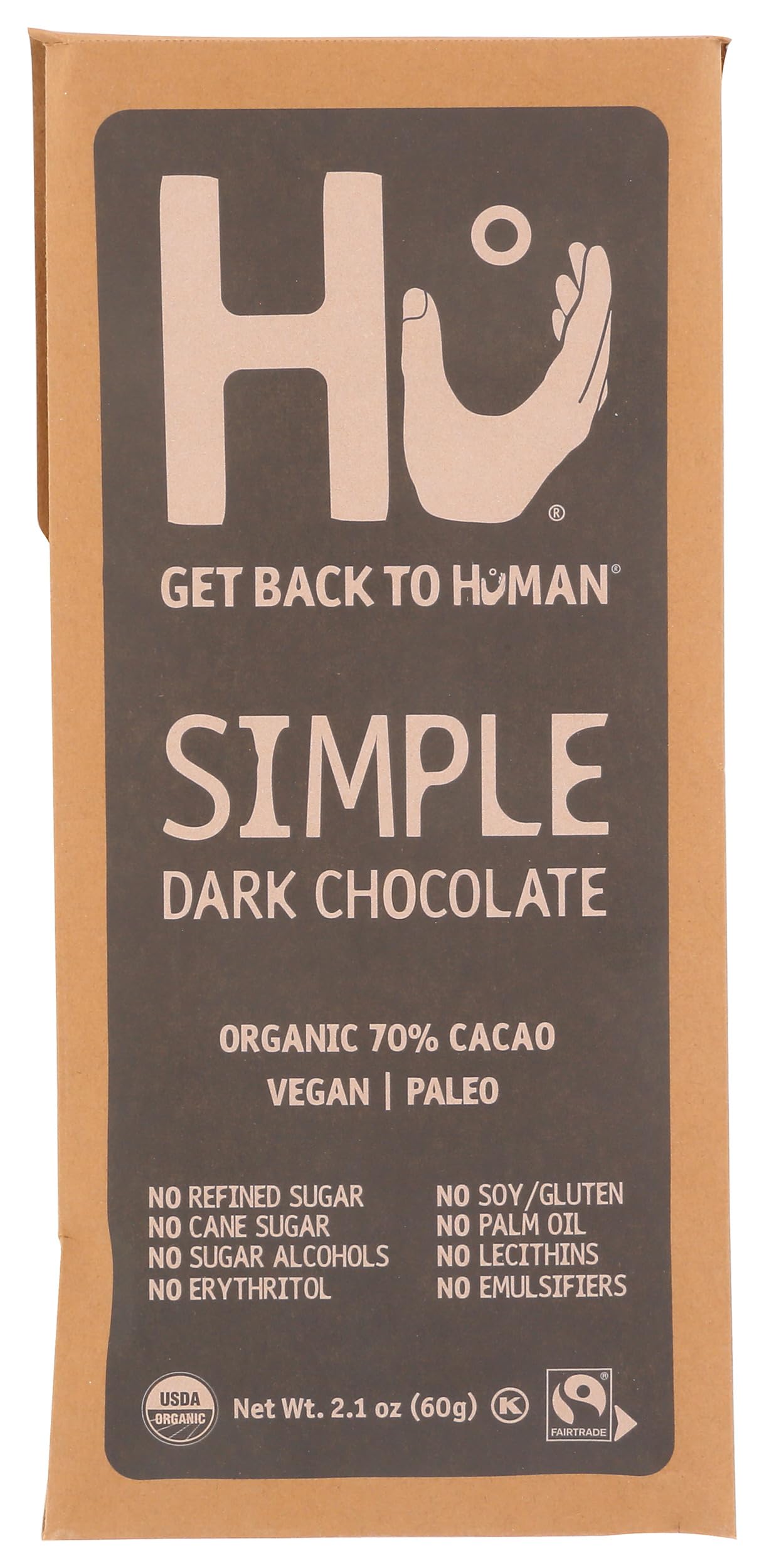 Hu Kitchen Organic Simple Dark Chocolate Bar, 2.1 OZ