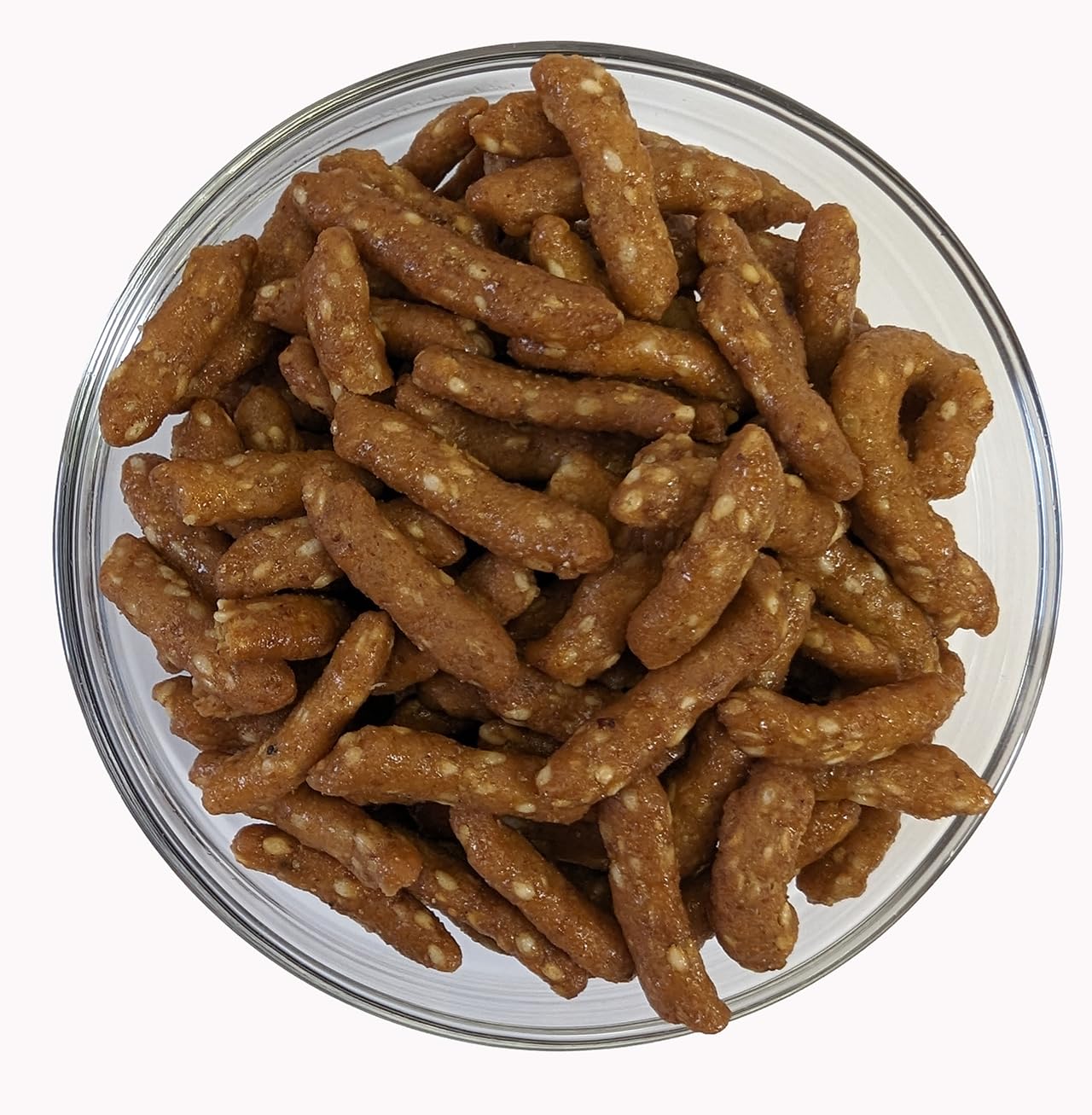 Sesame Sticks Snacks Honey Roasted 1 lb. - By Medley Hills Farm in Reusable Container - Fresh honey roasted sesame sticks - Sweet and Salty Flavored