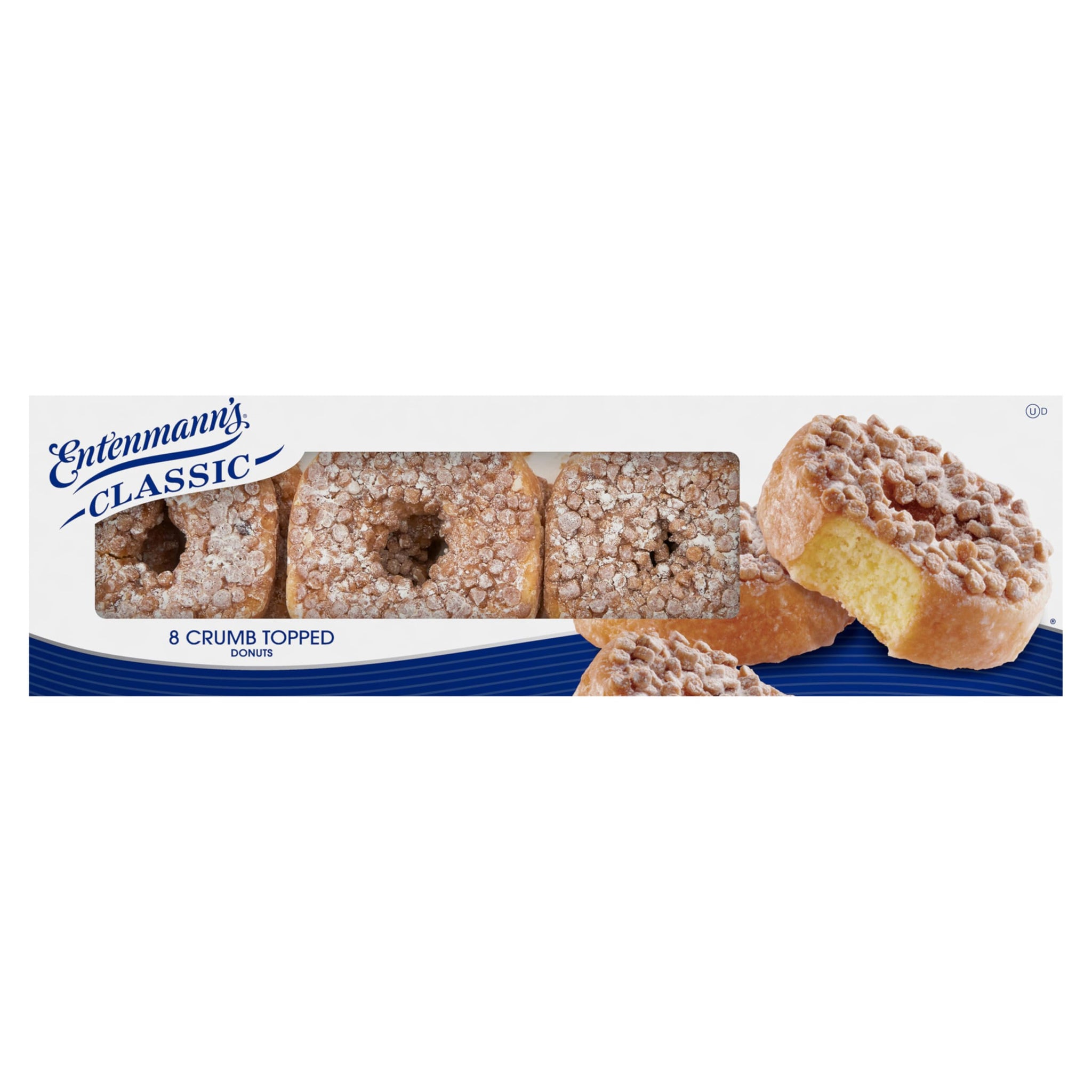 Entenmann's Classic Crumb Topped Donuts, 8 count, (1.88 oz each), Brown Sugar and Cinnamon Coffee Donuts, 15 oz Box