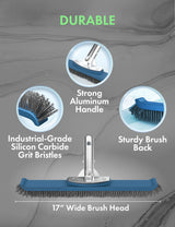 KEMANO Heavy Duty Deck/Pool Scrub Brush - Industrial-Grade Silicon Carbide Bristles & Reinforced Frame for Patio, Wood Decking, Concrete & Poolside