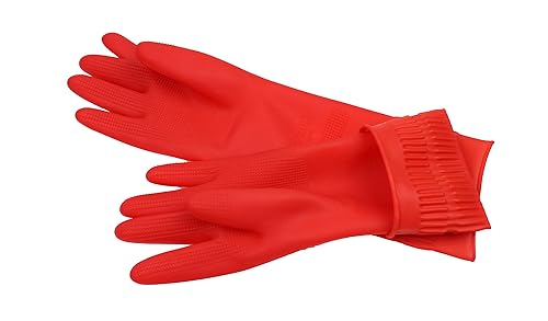 Rubber Cleaning Gloves Kitchen Dishwashing Glove 3-Pair,Waterproof Reuseable, Made in Korea (Large)