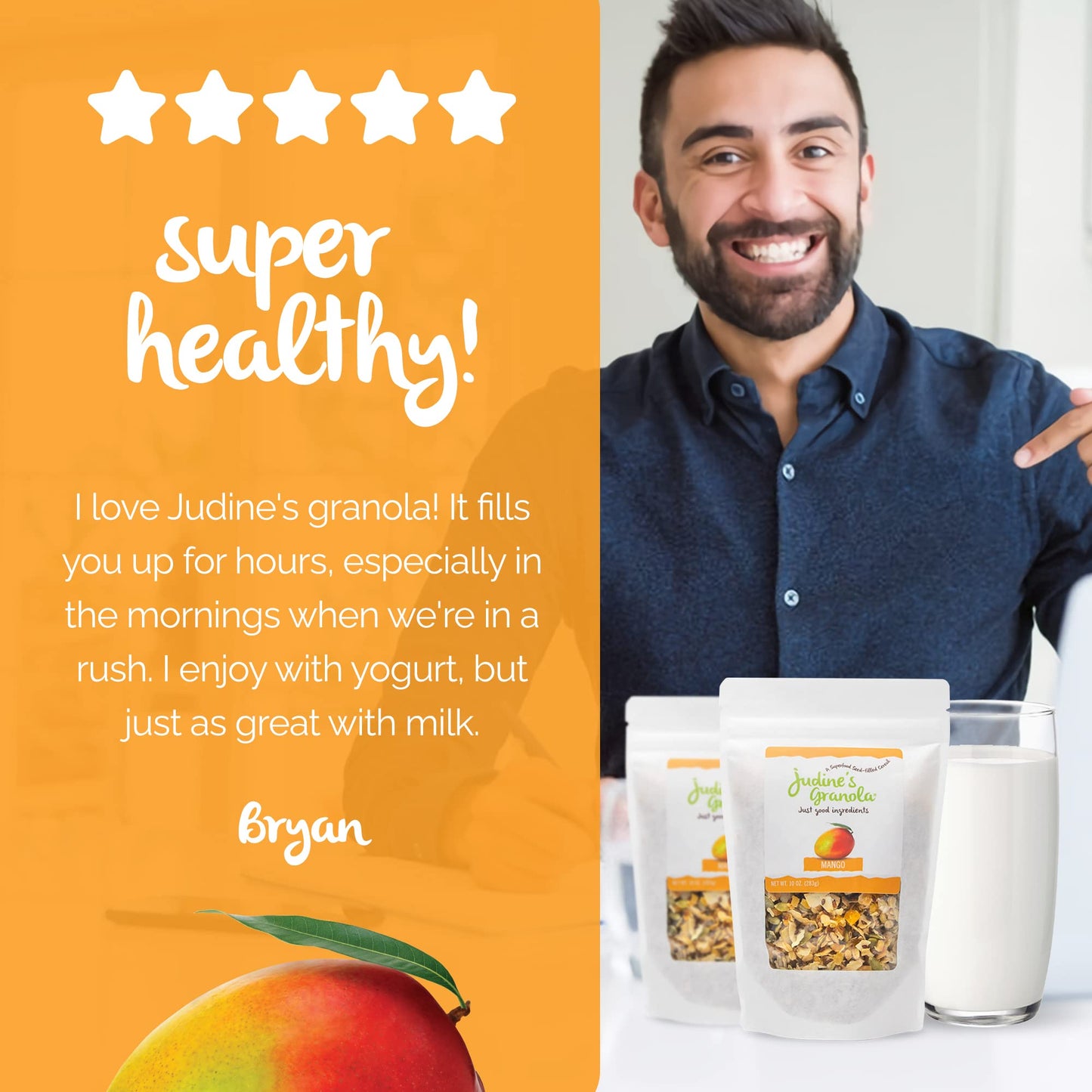 Judine's Granola Healthy Whole Grain Oats, Mango, 10 Ounces, Pack of 1