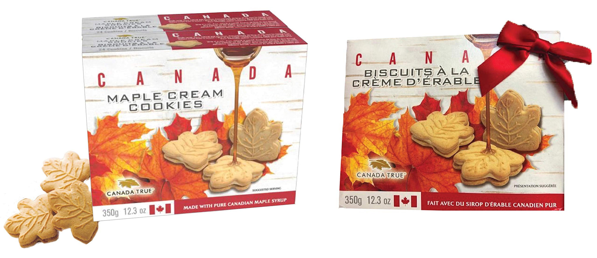CANADA TRUE MAPLE CREAM COOKIES, 48 Cookies total/24 per Pack 100% Real Canadian Maple Syrup, Total/ 700 g/ 24.6 oz Our 2-Pack is Double the
