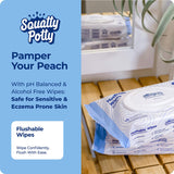 Squatty Potty Flushable Wipes - 6 Pack (300 Total Wipes) - 99% Water & Plant-Based - Green Tea, Cucumber & Aloe Spa Scent - pH Balanced - Septic Safe