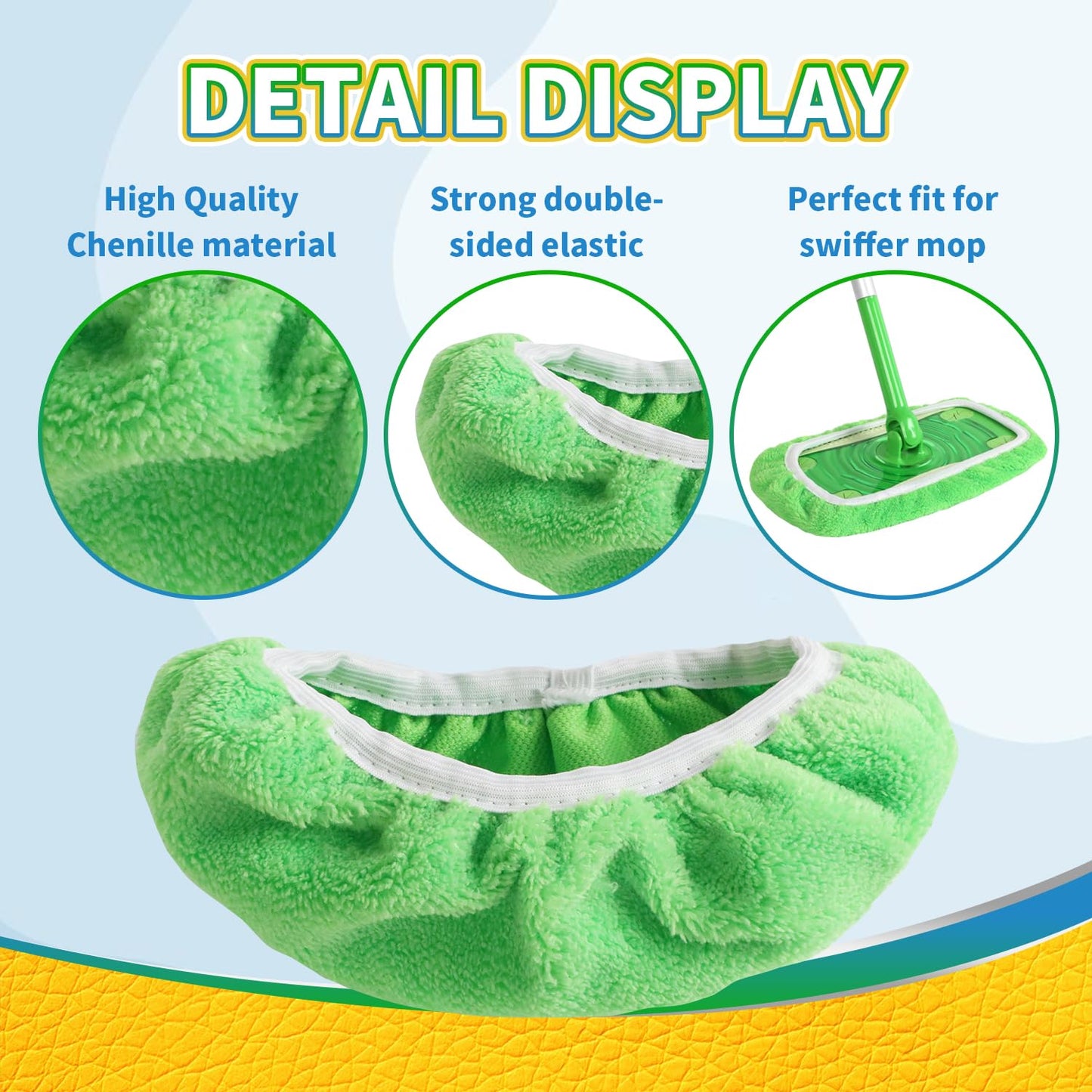 AmaVins Reusable 100% Coral Fleece Mop Pads Compatible with Swiffer Sweeper, 3 Pack Wet and Dry Flat Cover, Washable Wet Pads Refill