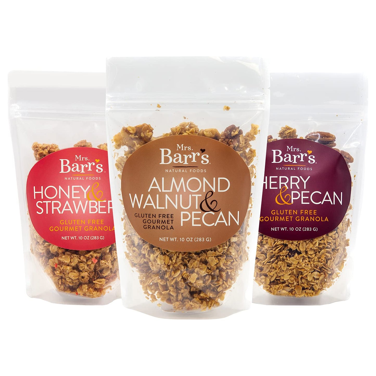Mrs. Barr’s Natural Foods Granola | Variety | Certified Organic Gluten Free Oats | Soft Texture | Small Batch | Gourmet Quality | Real Ingredients |