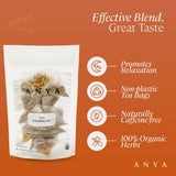 ANYA Calming tea, 20ct - Chamomile, Lemon Balm, Nettle leaf, Breastfeeding Safe, 100% Organic, Non-GMO, Gluten free, Biodegradable. Essential
