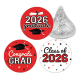 DISTINCTIVS Class of 2026 Graduation Candy Stickers for Chocolate Drops, Red Grad Party Favors - 216 Count