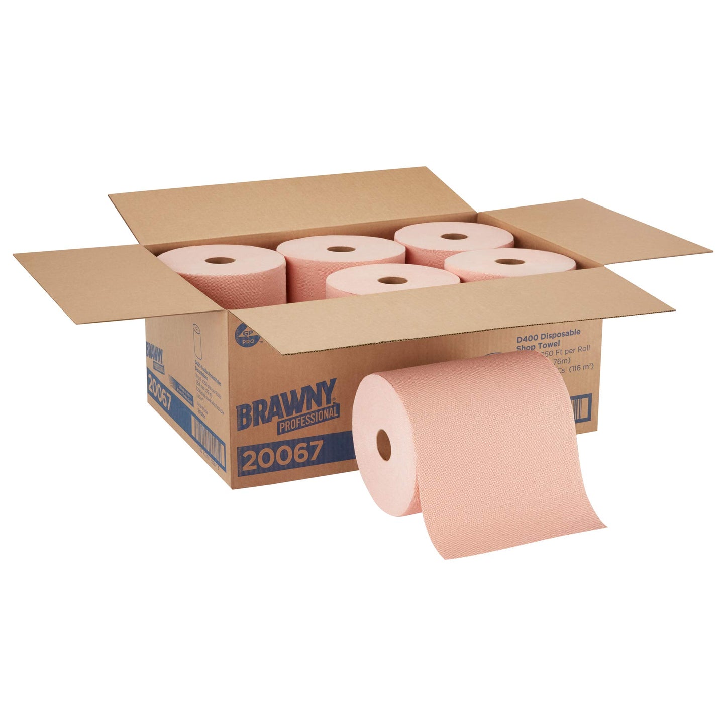 Georgia-Pacific Brawny Professional D400 Disposable Shop Towel Refill by GP PRO (Georgia-Pacific), Orange, 20067, 250 Feet Per Roll, 6 Rolls Per Case