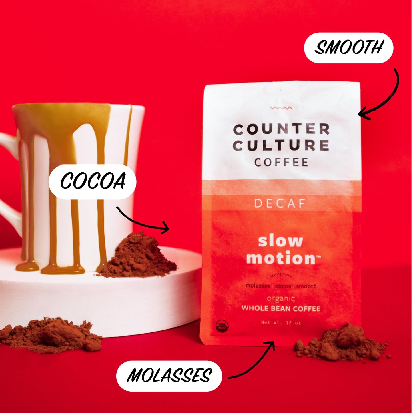 Counter Culture Whole Bean Coffee 2-Pack (Big Trouble - Medium Dark Roast & Slow Motion - Organic Decaf Medium Roast) Sustainably Sourced, Whole