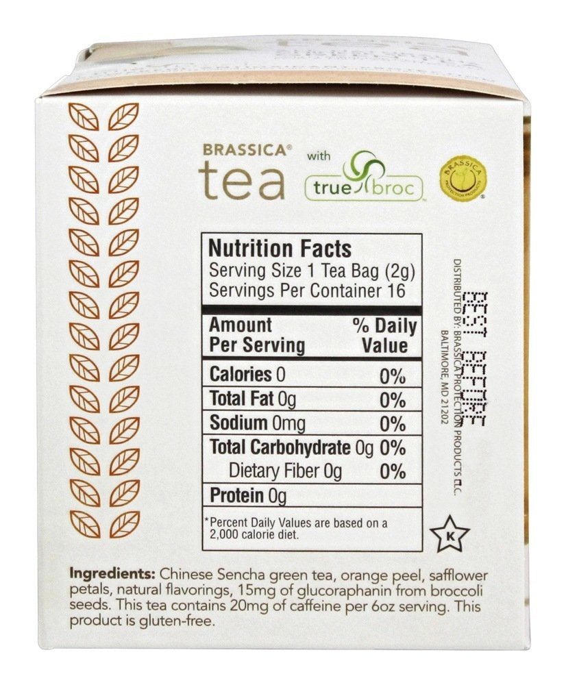 Brassica Tea Green Tea with Trubroc, Orange, 16 Tea Bags