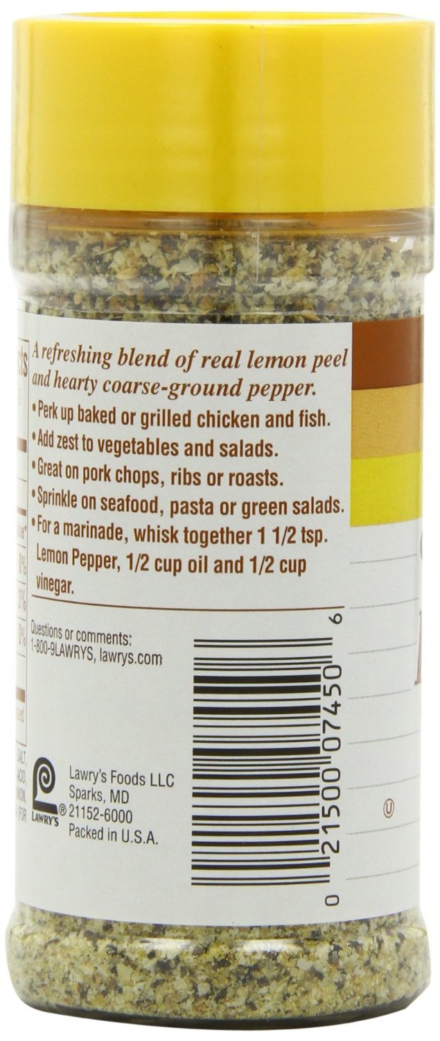 Lawry's Lemon Pepper, 4.5-Ounce Bottle (Pack of 12)