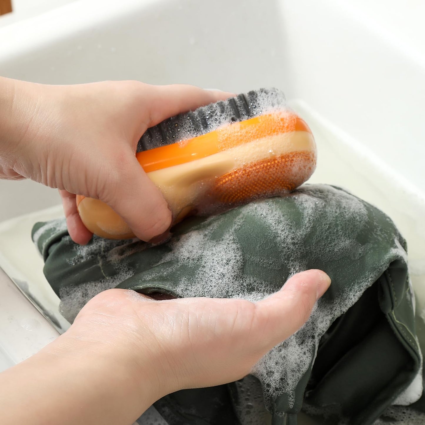 Laundry Stain Brush 2 Pack Two-Side Soft Bristle Scrub Brush for Stain Removal Silicone Household Clothes Washing Brush Dual-use Scrubbing Brush