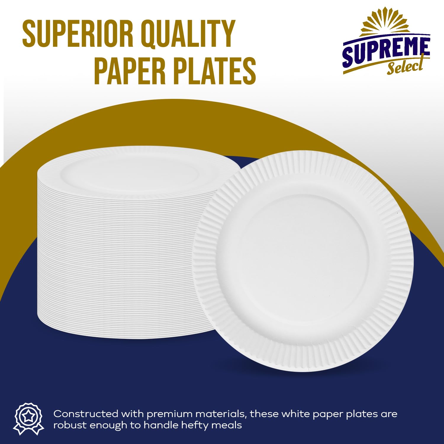 Supreme Select Disposable Paper Plates in Bulk [Set of 100 | 6 inch] Uncoated White Large Plate - Ideal for Birthday Parties, Weddings, Thanksgiving