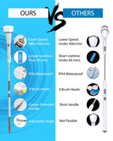 UBeesize Electric Spin Scrubber,Long Cordless Cleaning Brush,Rotatable Shower Scrubber with 8 Replaceable Heads,Adjustable Detachable Handle Bathroom