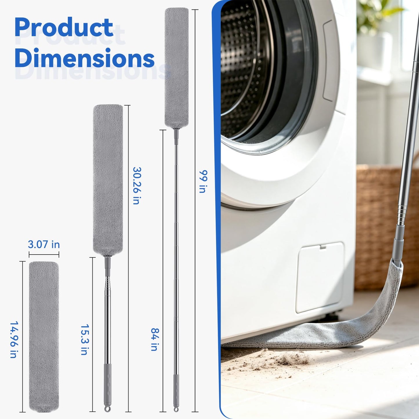 Retractable Gap Dust Cleaner Under Appliance Cleaning Tool,Window Blind Cleaner Duster Tool,4pcs Cleaning Tools Set for Under Appliances Furniture
