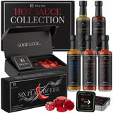 Kitsy Box Hot Sauce Challenge Game with 6 Different Games - Includes Hot Sauce Set, Cards, Dice, Tokens - Perfect Hot Sauce Gift, Game Night & Parties