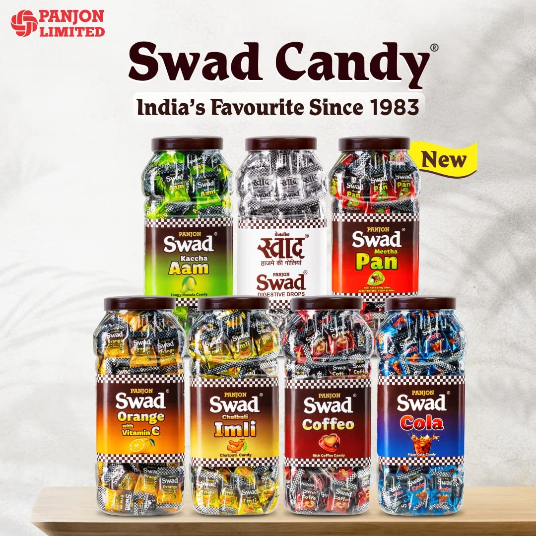 Swad Chocolate Candy (Birthday Pack) [Assorted Mix Toffee Original Kaccha Aam Imli Lemon Guava] 3 Packs x 100 Pcs Pouch 100