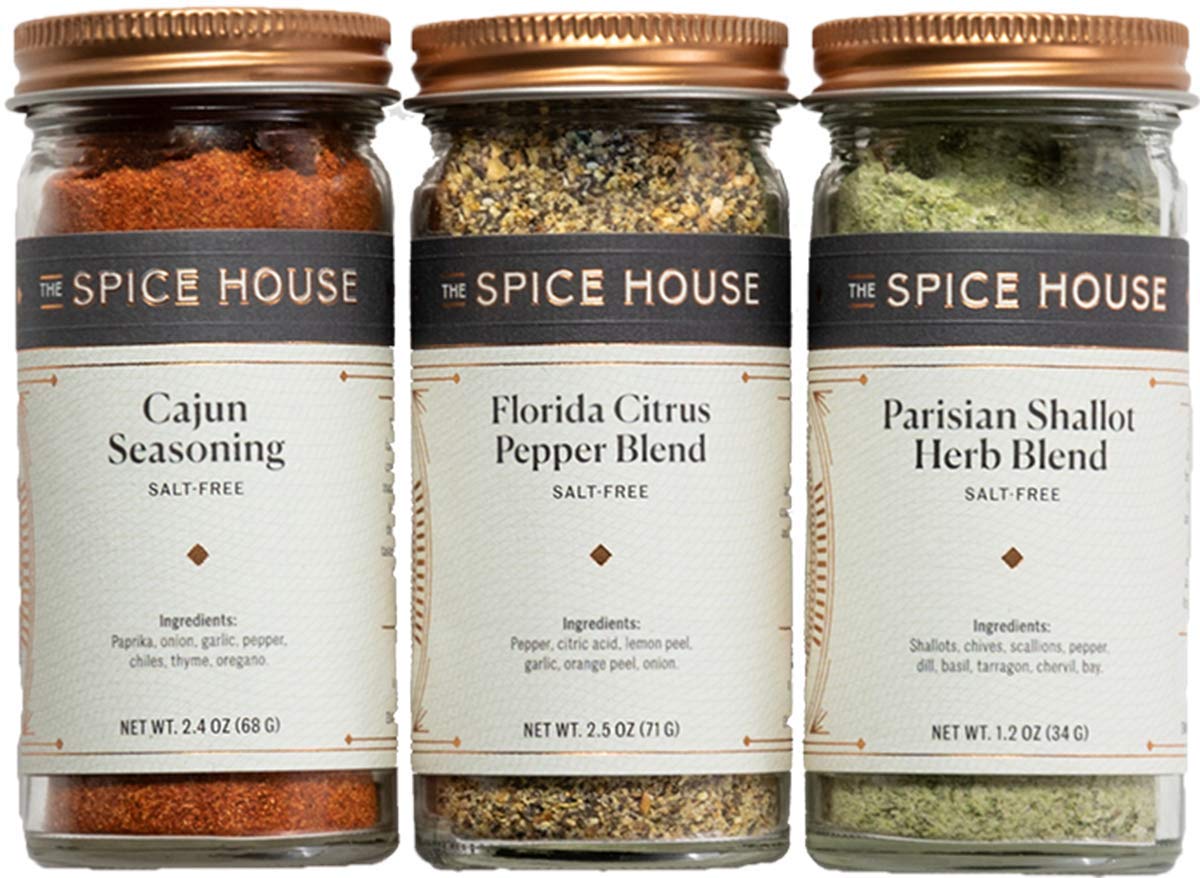 Spice House - No Salt Variety Set - 3 Count - ½ Cup Each - Sealed Display Jars - The Freshest Seasonings Including Cajun and Citrus Pepper - Perfect