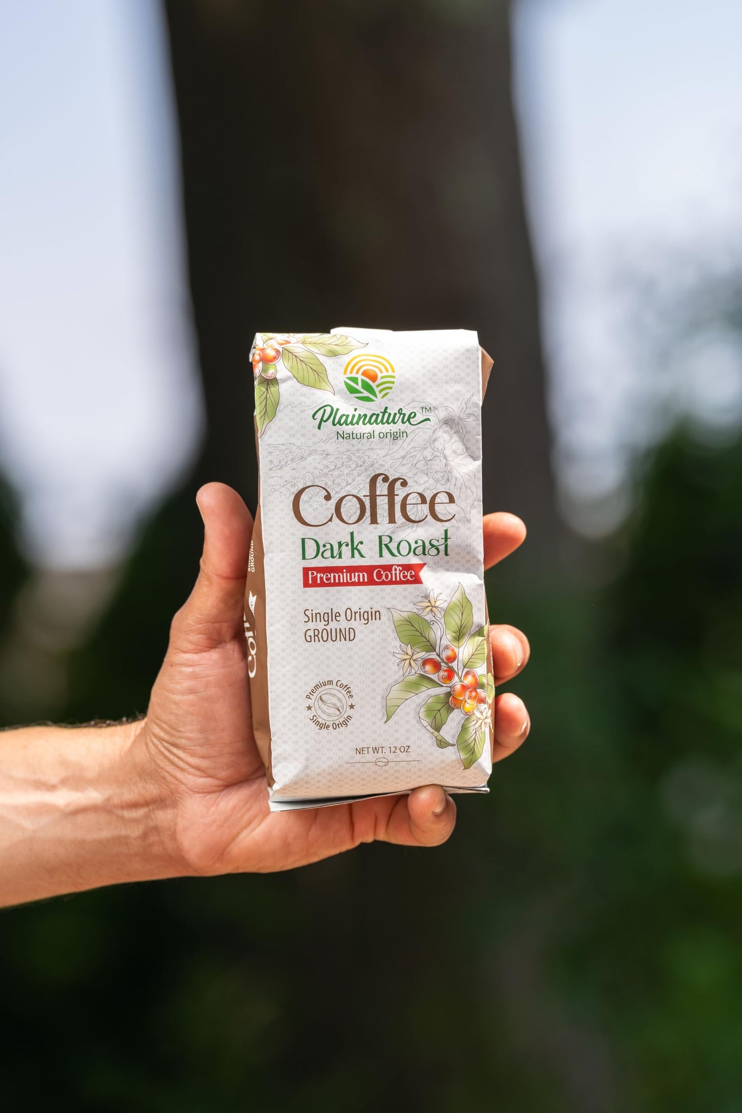 Plainature Dark Roast Ground Coffee - Single Origin, Arabica, With A Pleasant Crispness And Rich Aroma - Grown At High Altitudes And Sun-Dried
