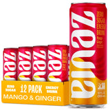 Zevia Zero Sugar Energy Drink, Mango Ginger, 12 oz Cans (12-Pack) - Naturally Sweetened, Zero Calorie Sugar Free Energy - Non-GMO Project Verified