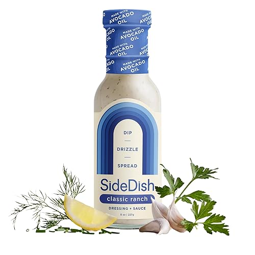 SideDish Classic Ranch Dressing - Seed Oil Free, Dairy Free & Gluten Free Salad Dressing w/Avocado Oil - Sugar Free, Low Sodium Healthy Ranch Dressing