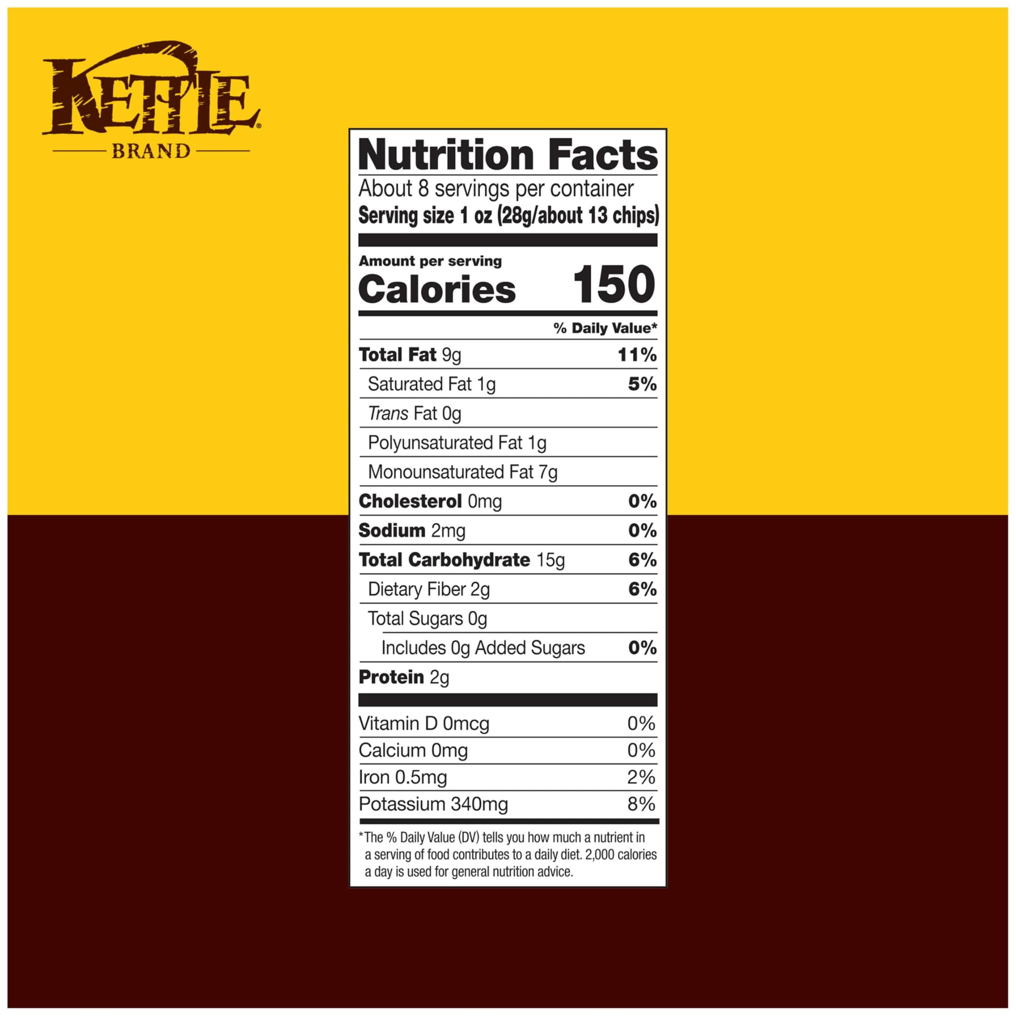 Kettle Brand Potato Chips, Unsalted Kettle Chips, 7.5 Oz