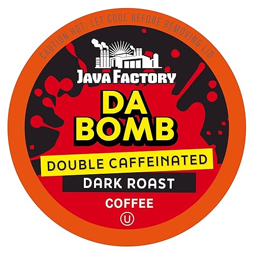 Java Factory Extra Caffeine Strong Coffee Pods, Extra Bold, Caffeinated Dark Roast, 12 Count