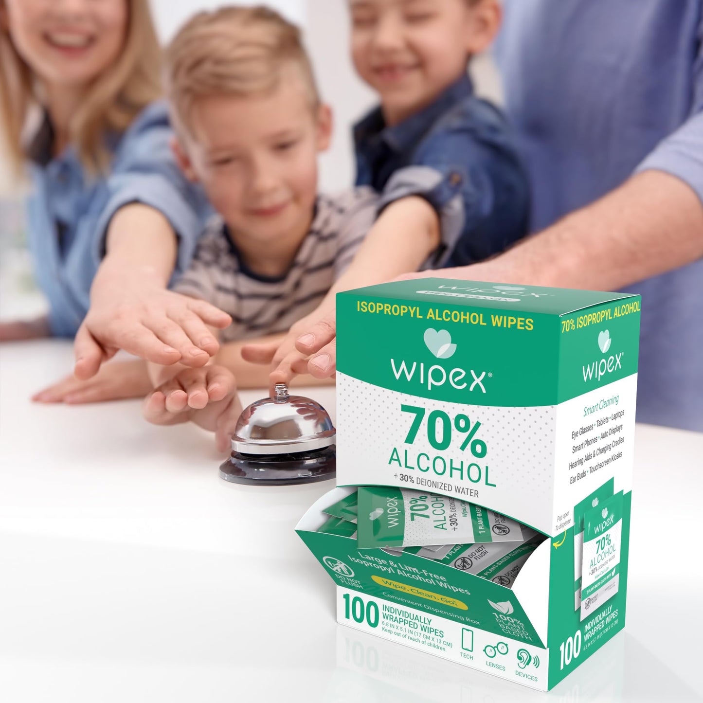 Wipex 70% Isopropyl Alcohol Wipes Individually Wrapped Sachets, Large Electronic wipes in Dispensing Box, Alcohol Prep Wipes, Screen Wipes & Tech