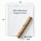 Esembly Reusable Cotton Paperless Towels - Washable Kitchen Towels with Storage Tube | Organic, Absorbent, Fits Standard Holders | Zero Waste Cleaning