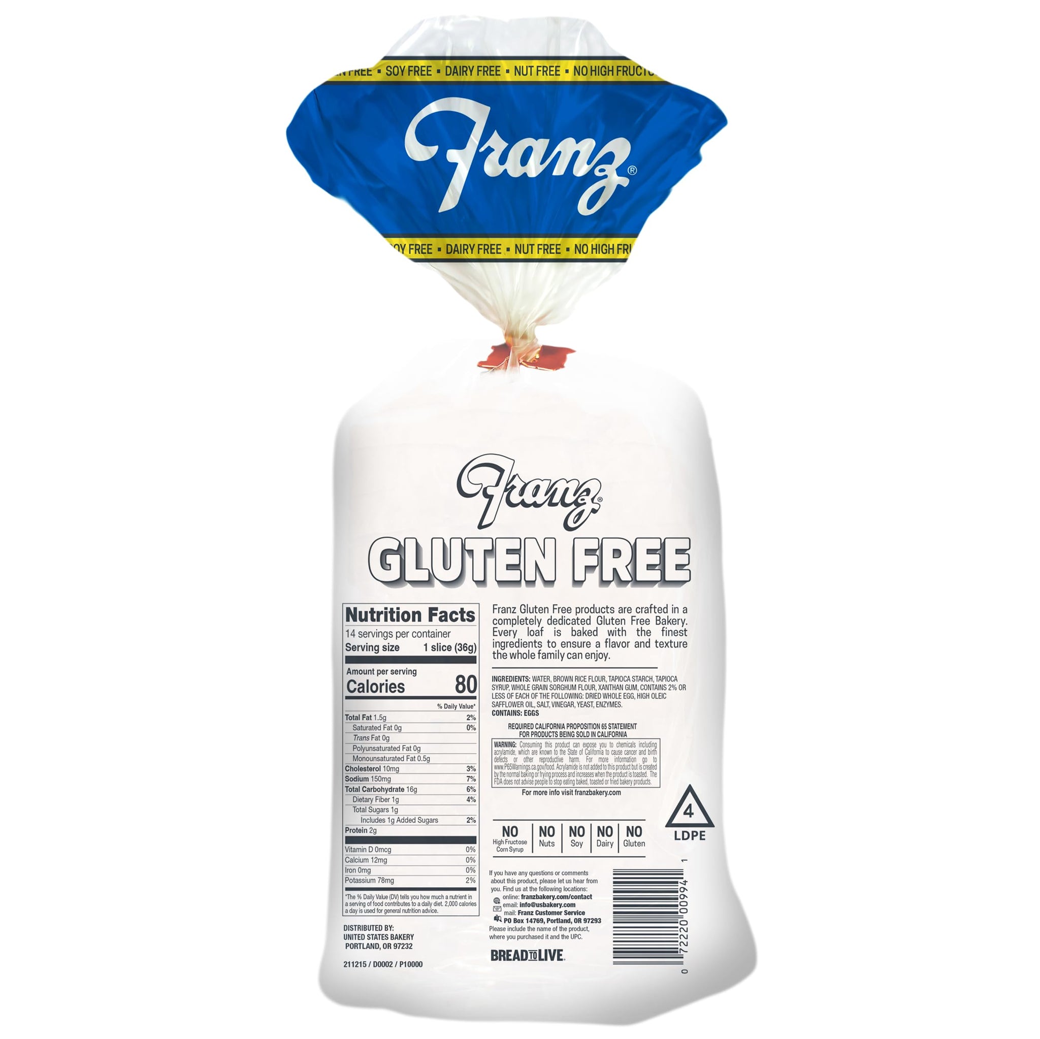 Franz Gluten Free Mountain White Bread - 2 Pack (2 x18 oz)