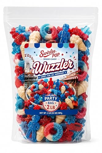 Wuzzler™ Stars & Stripes Mix by Swirlee Pop™ - 2 lb Patriotic Candy Variety Mix for Summer Parties, BBQs & Events.