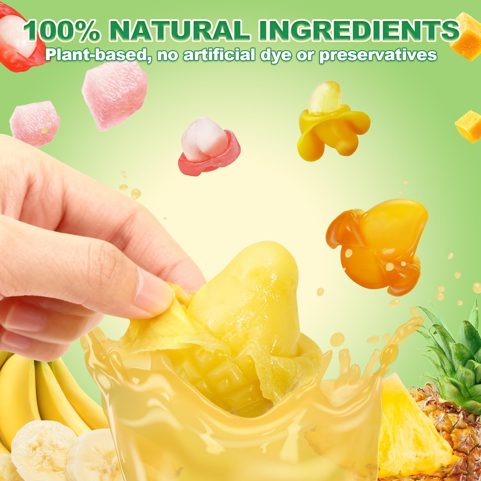 AMOS Peelerz Exotic Fruit Peelable Gummy Candy, 5 Tropical Flavors Mango Peach Banana Pineapple Lychee, Soft Chewy Filled Gummies, Individually
