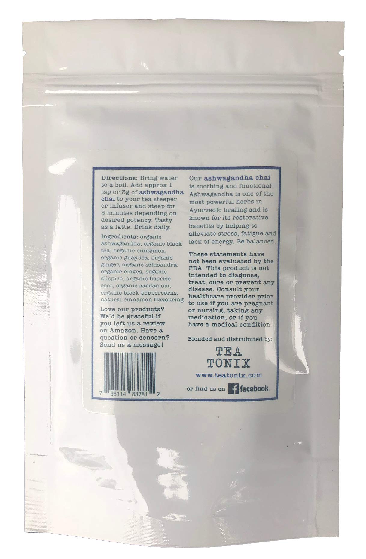 ASHWAGANDHA CHAI blend with Ashwagandha, Schisandra, and Ginger 60g - BE BALANCED with our restorative, functional chai tea