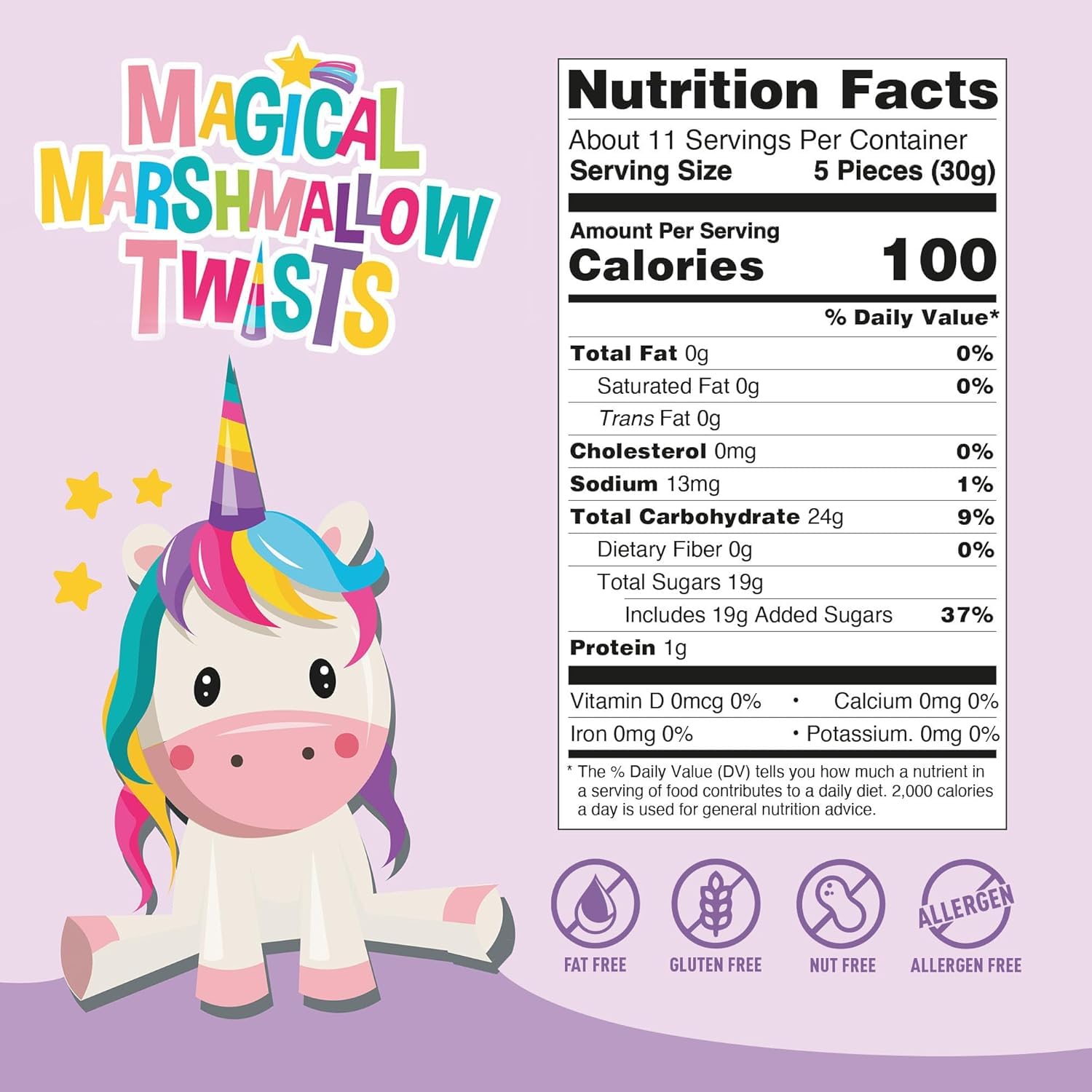 Sophiepops & Gumdrops Magical Marshmallow Twists, Unicorn Candy, Rainbow Marshmallows for Easter or Any Party, Non-Fat, Nut and Gluten Free, 12 Oz, 6