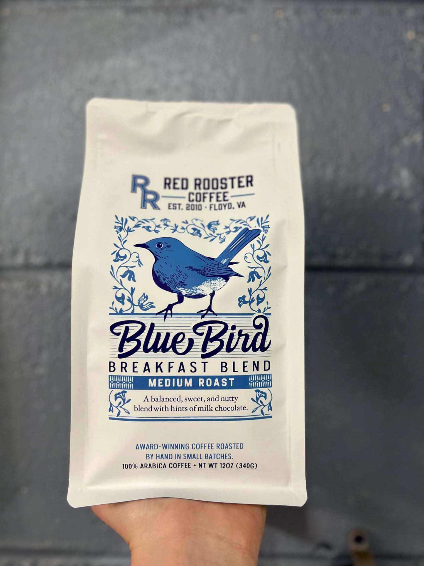 Red Rooster Coffee, Blue Bird Breakfast Blend - Sweet, Nutty Medium Roast Blend With Hints of Milk Chocolate - 12 oz. Whole Bean