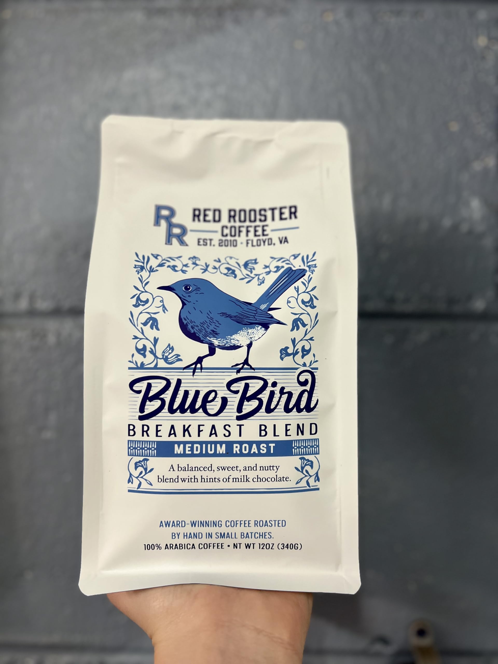 Red Rooster Coffee, Blue Bird Breakfast Blend - Sweet, Nutty Medium Roast Blend With Hints of Milk Chocolate - 12 oz. Whole Bean